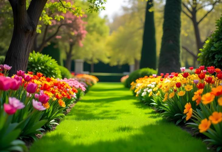 Beautiful Springtime Garden Full of Colors